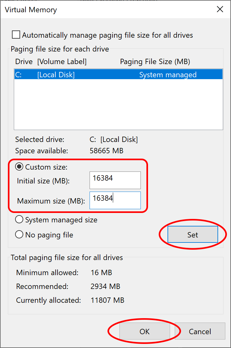 maximum swap file size