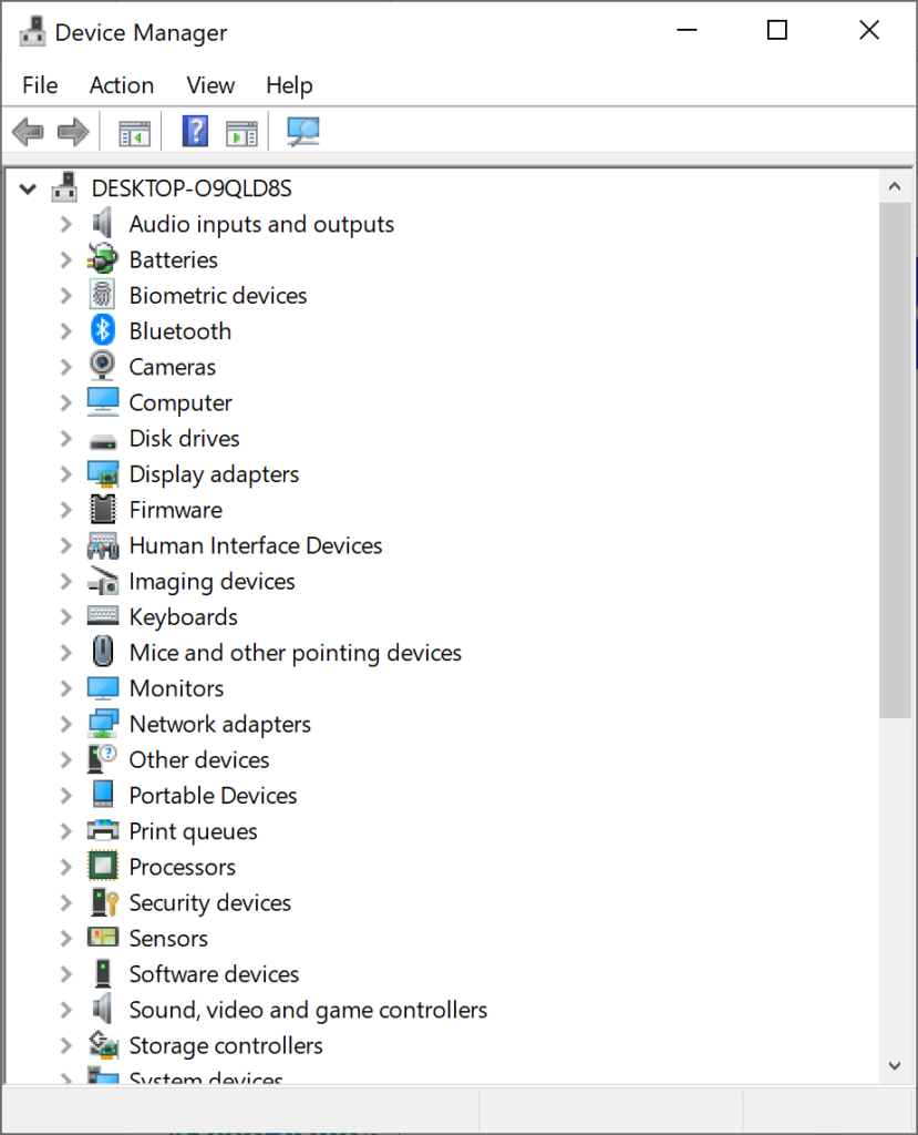 shortcut element device manager windows xp